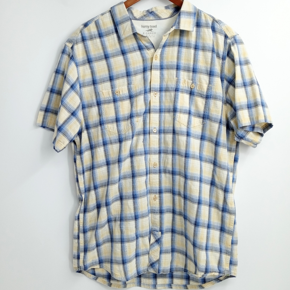 Horny Toad Organic‎ Cotton Short Sleeve Plaid Shirt